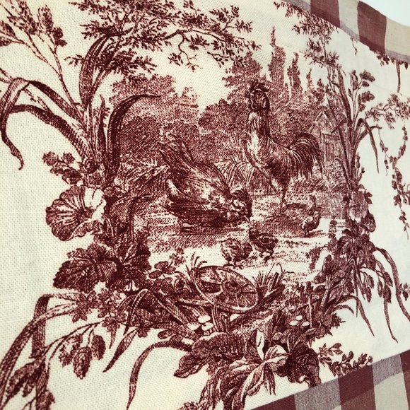 Red/Off-White Buffalo Check +Toile Door Curtain - Picture 8 of 9